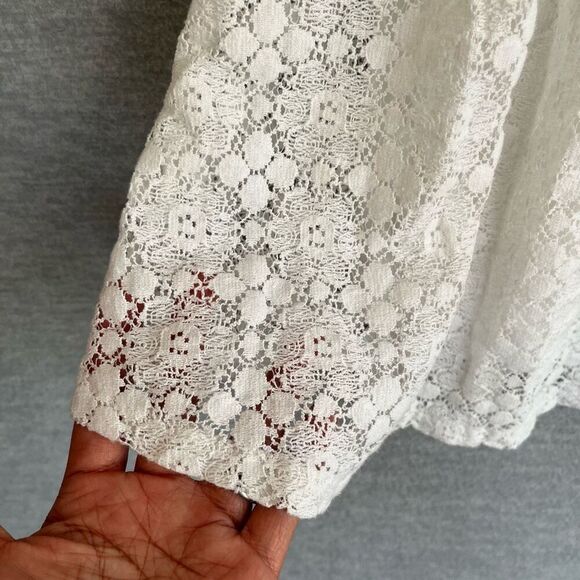 Abercrombie & Fitch Crochet Lace Dress Womens XS Off The Shoulder Bardot White - Picture 5 of 10